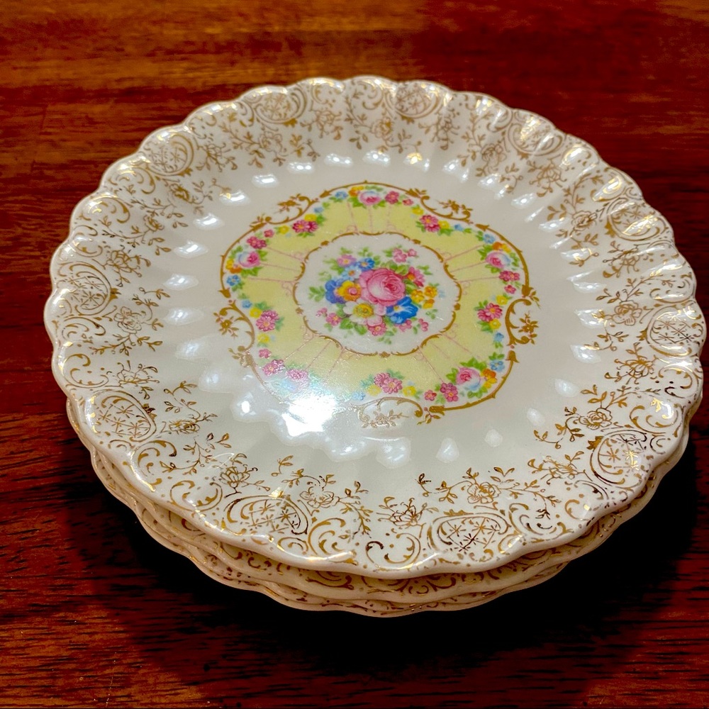 Vintage American Limoges 22k gold guaranteed Toledo delight small plates